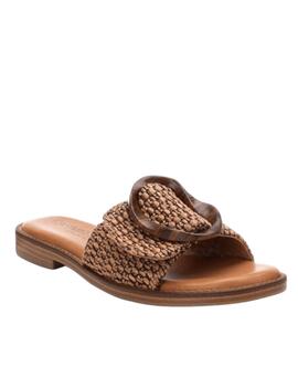 Sandalia Carmela mule camel trenzada