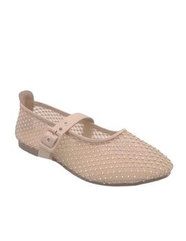 Bailarina Shaddy rejilla y brillantes beige mujer