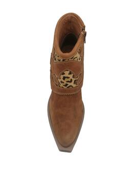 Botines Nemonic 2398 cuero y leopardo mujer