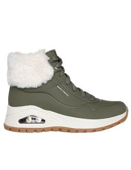 Botines Skechers Uno Verde con pelo