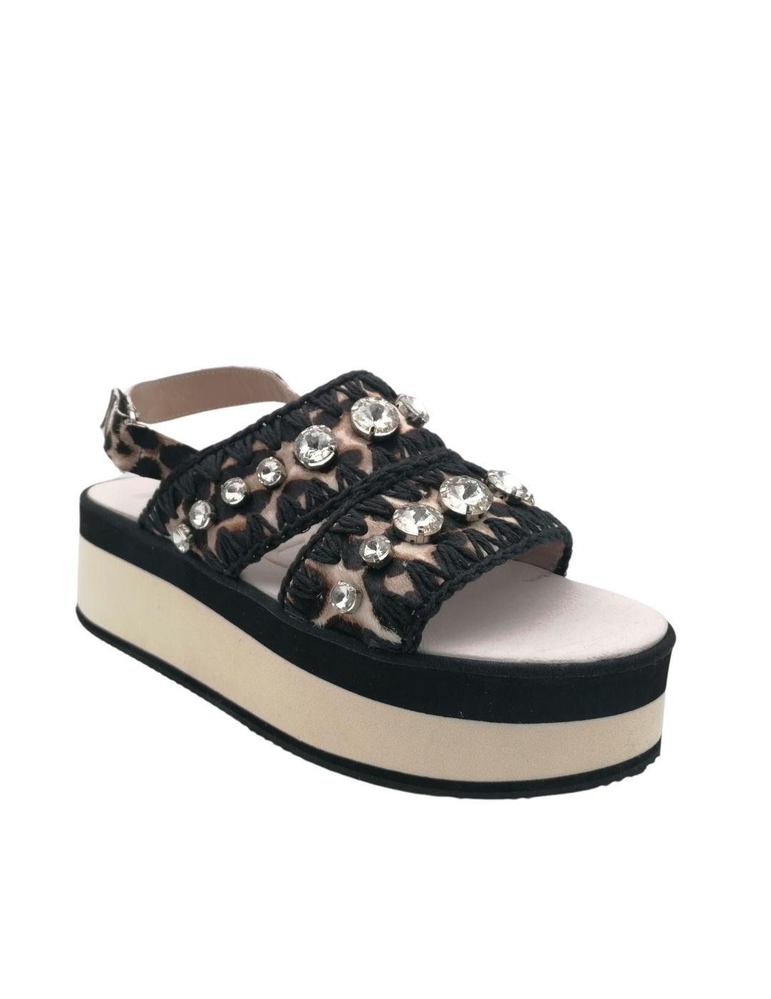 Sandalia Mou con plataforma animal print