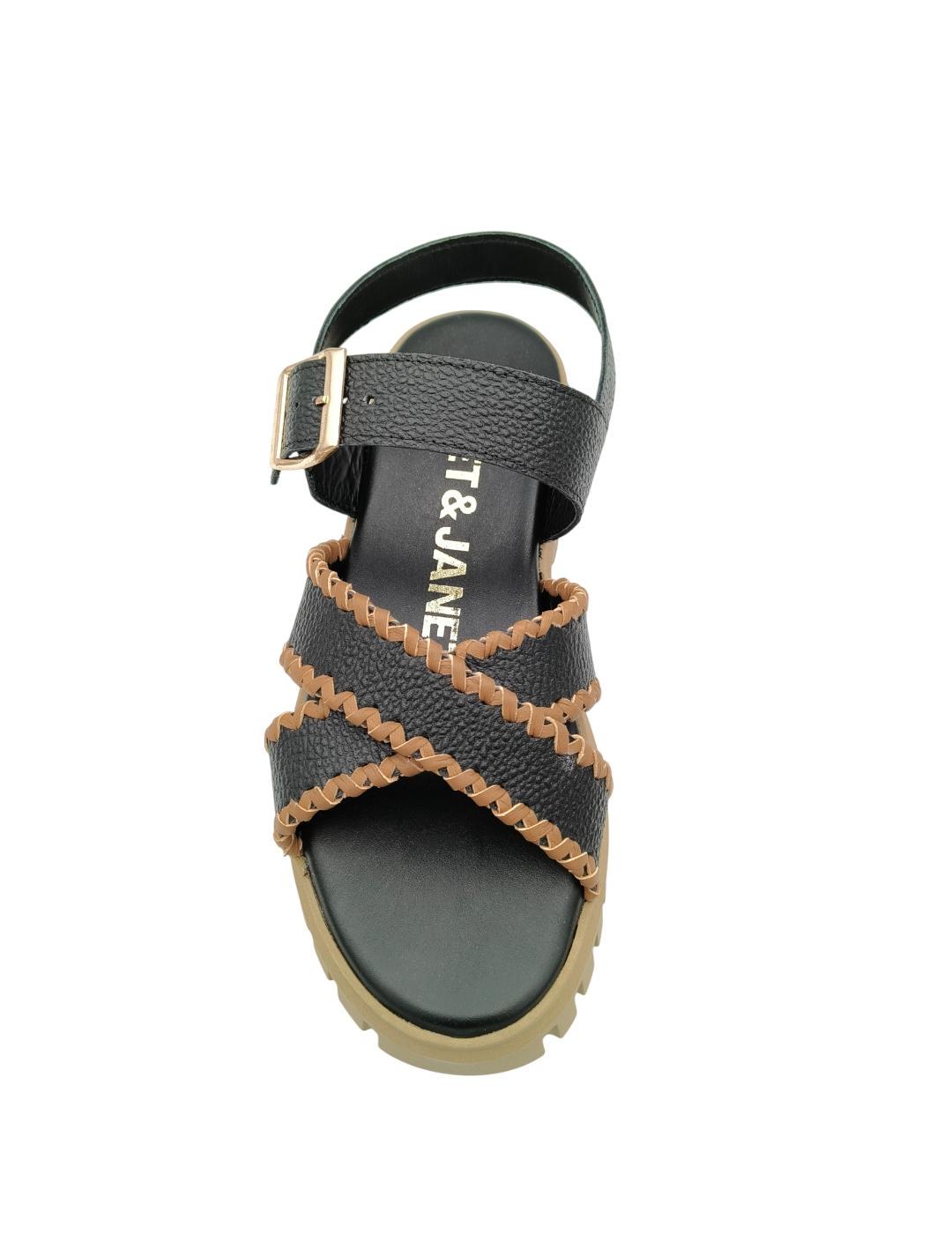 Sandalias Janet Janet con cuña y bordado mujer