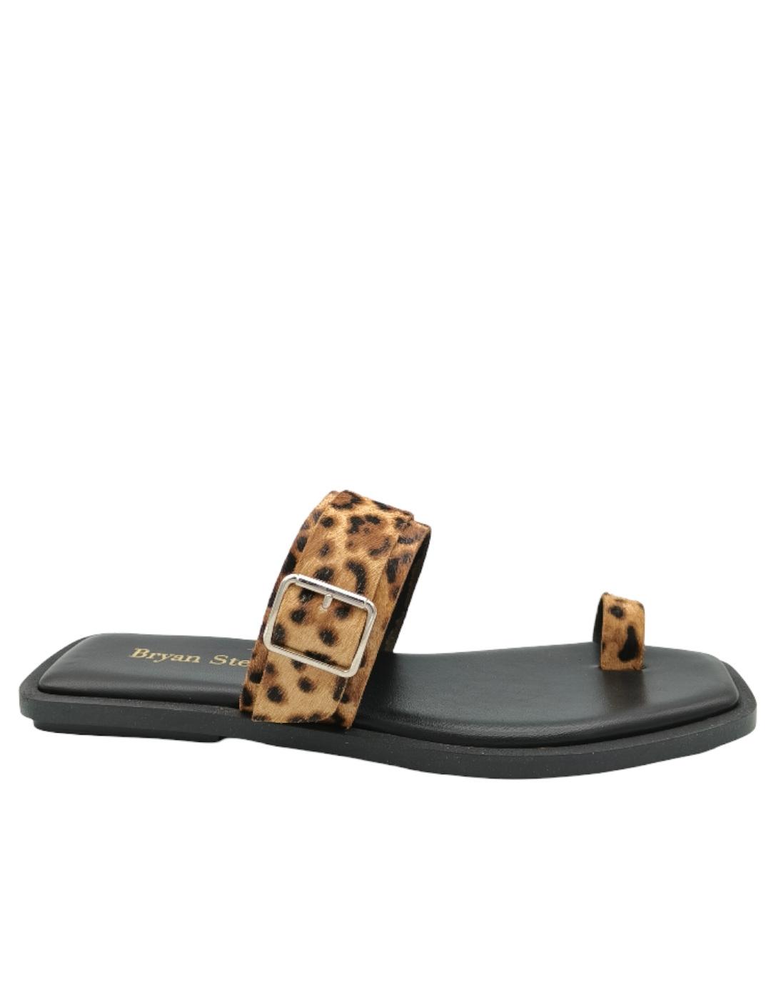 Sandalia leopardo Bryan de dedo mujer