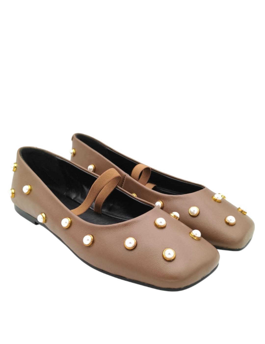 Bailarina Venezianas con perlas en marron