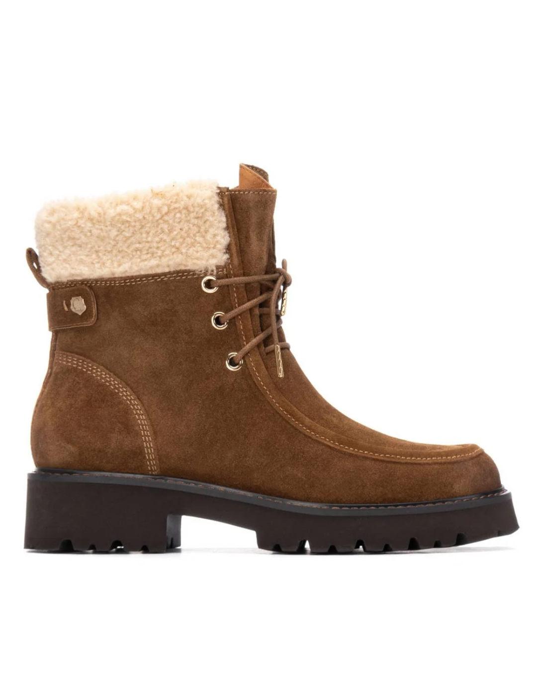 Botines Carmela con pelo en camel mujer