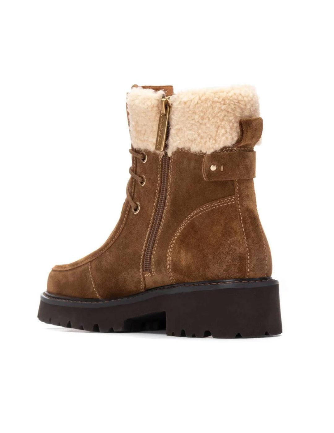 Botines Carmela con pelo en camel mujer
