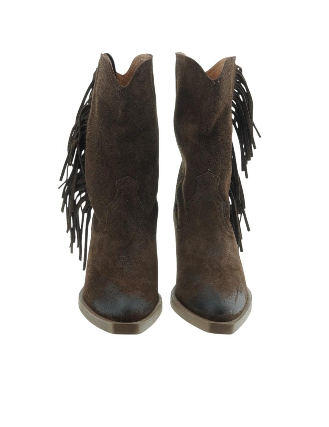 Botines Nemonic con flecos en marron