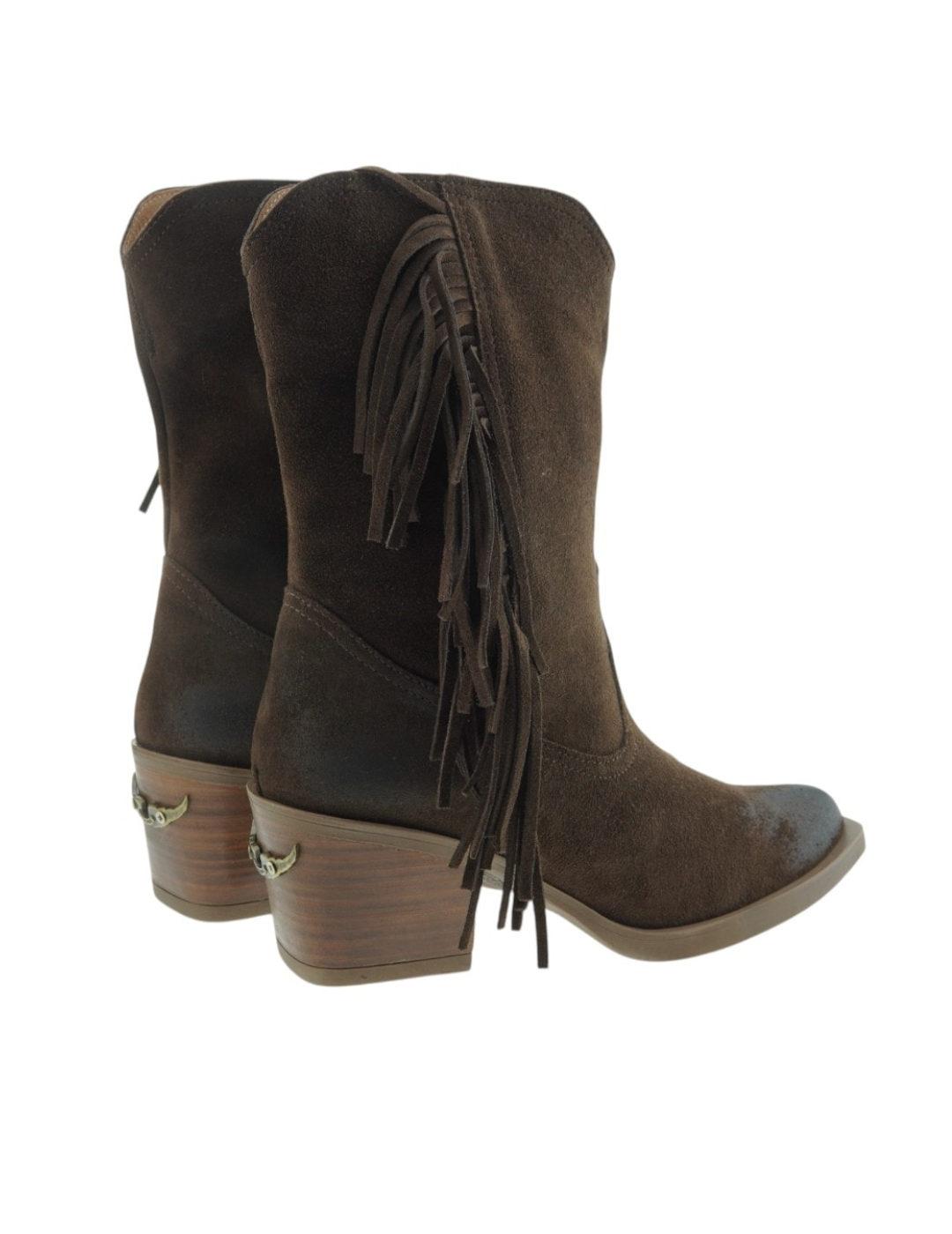 Botines Nemonic con flecos en marron