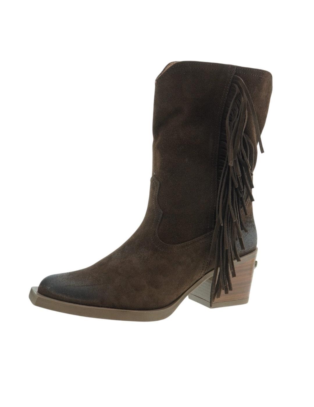 Botines Nemonic con flecos en marron