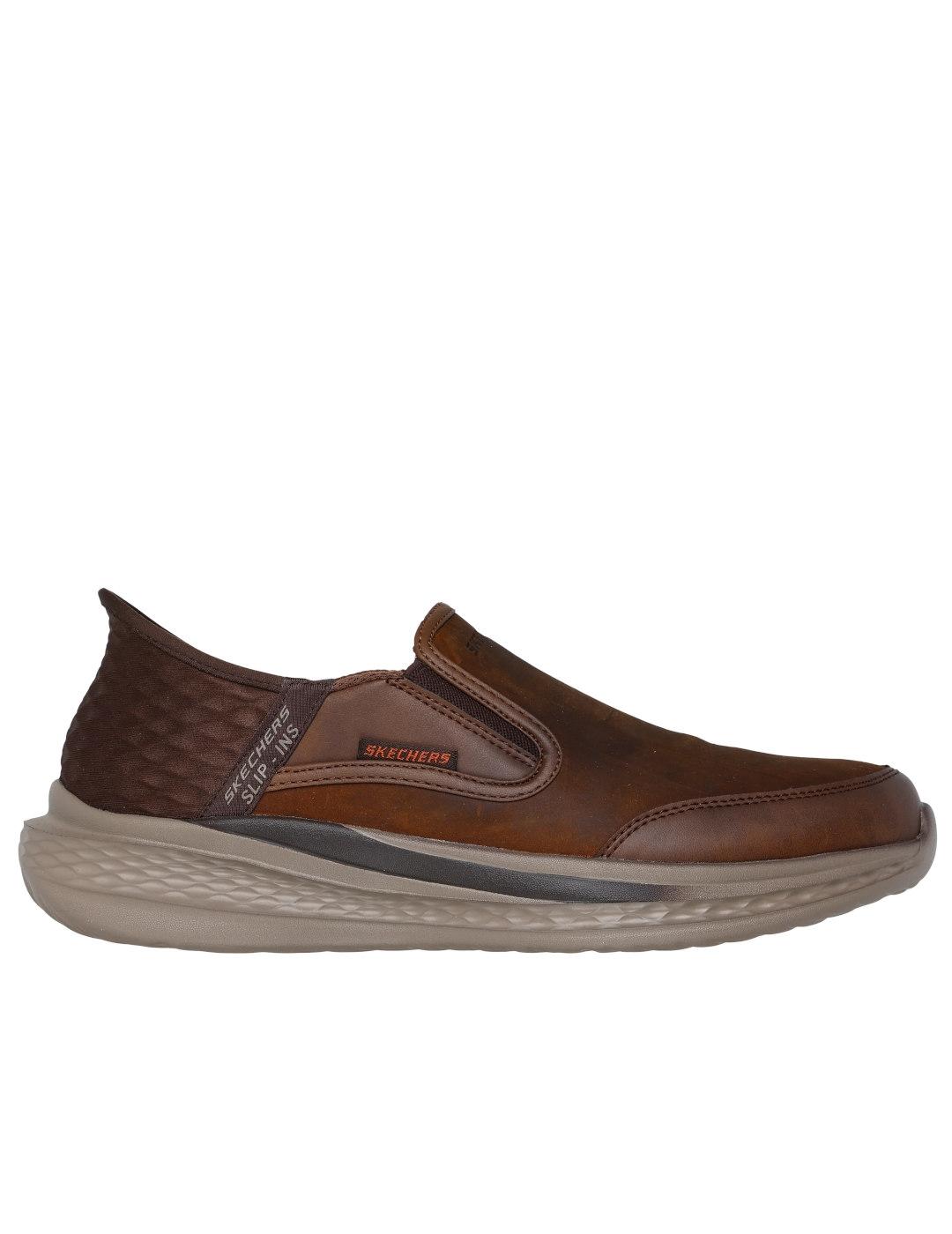 Mocasines Skechers marrones slipins hombre