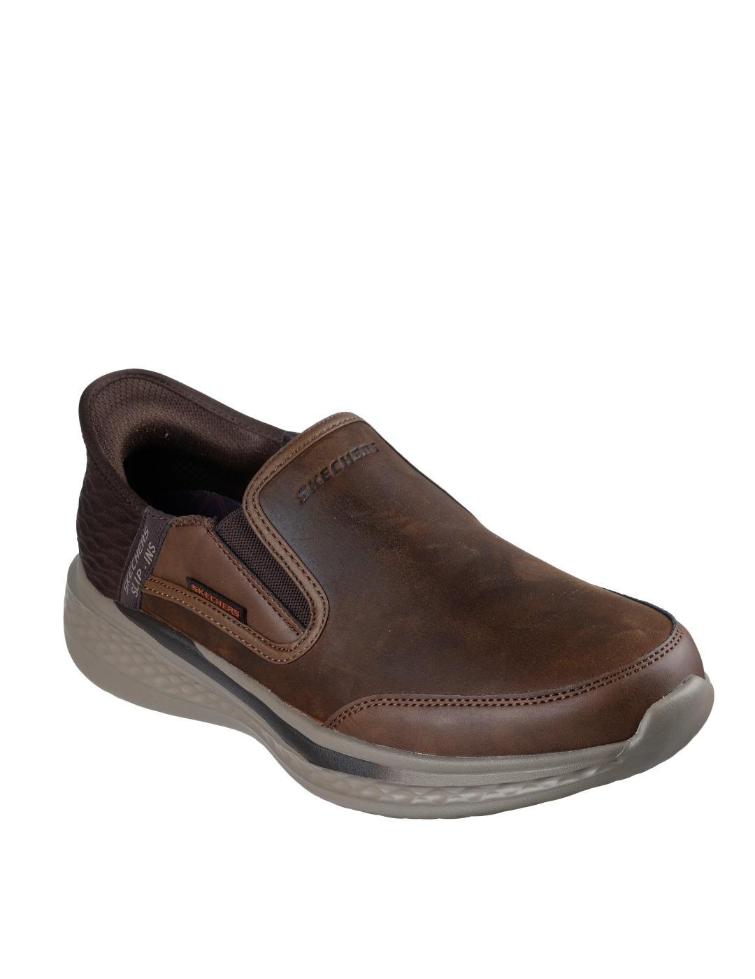 Mocasines Skechers marrones slipins hombre