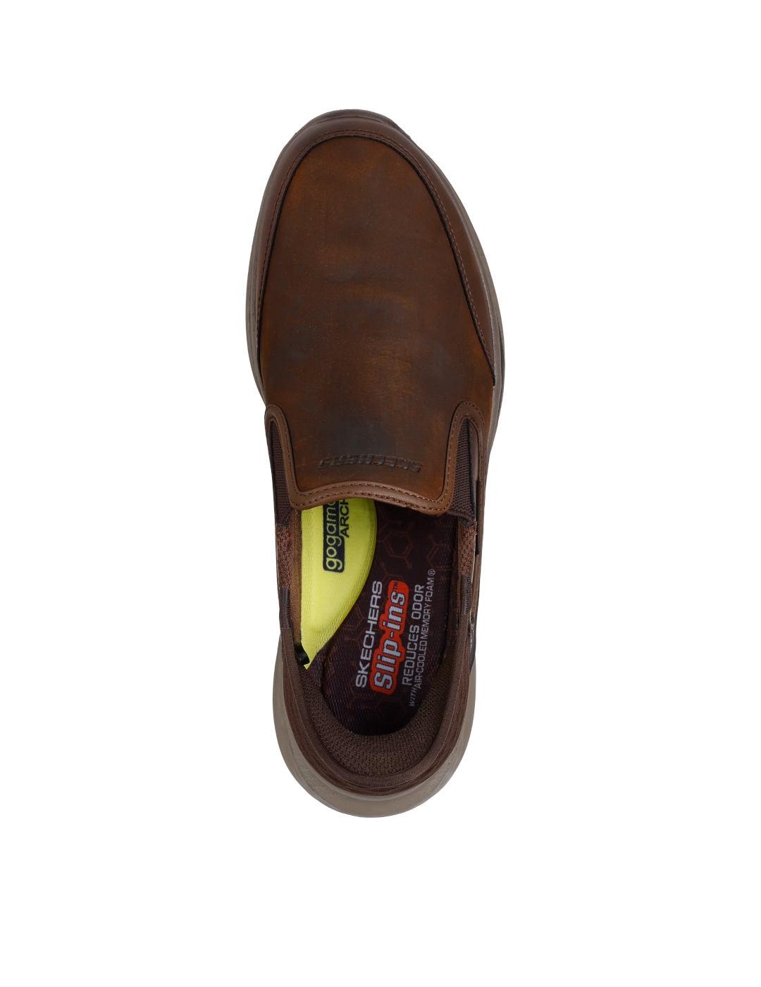 Mocasines Skechers marrones slipins hombre