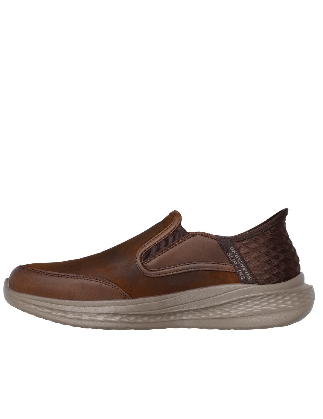 Mocasines Skechers marrones slipins hombre