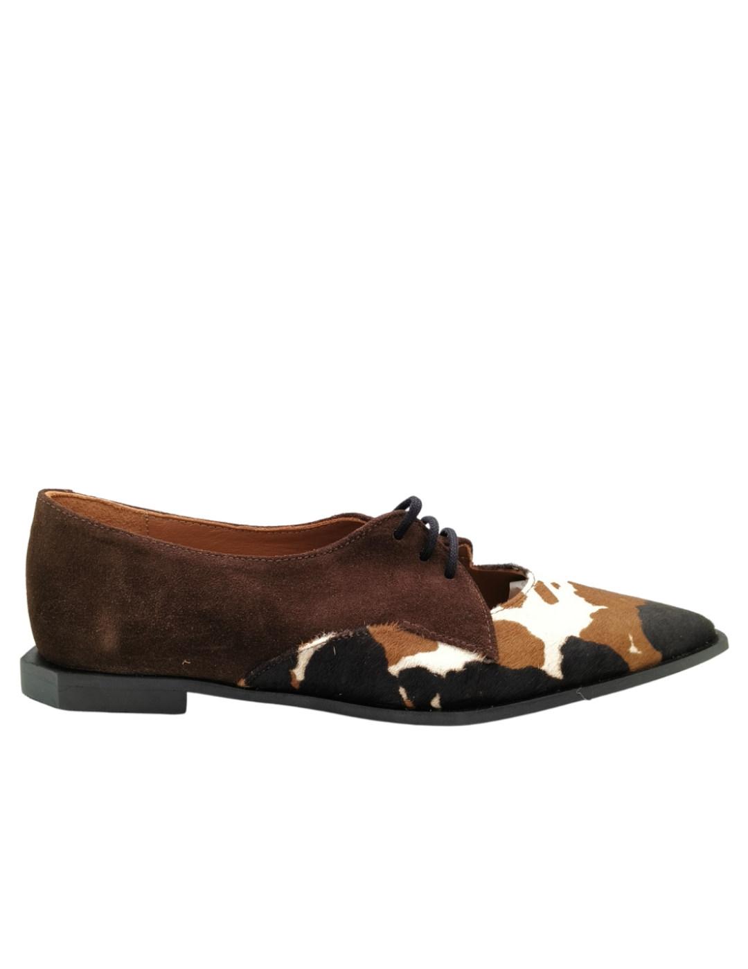 Zapatos Nemonic con cordones animal print mujer