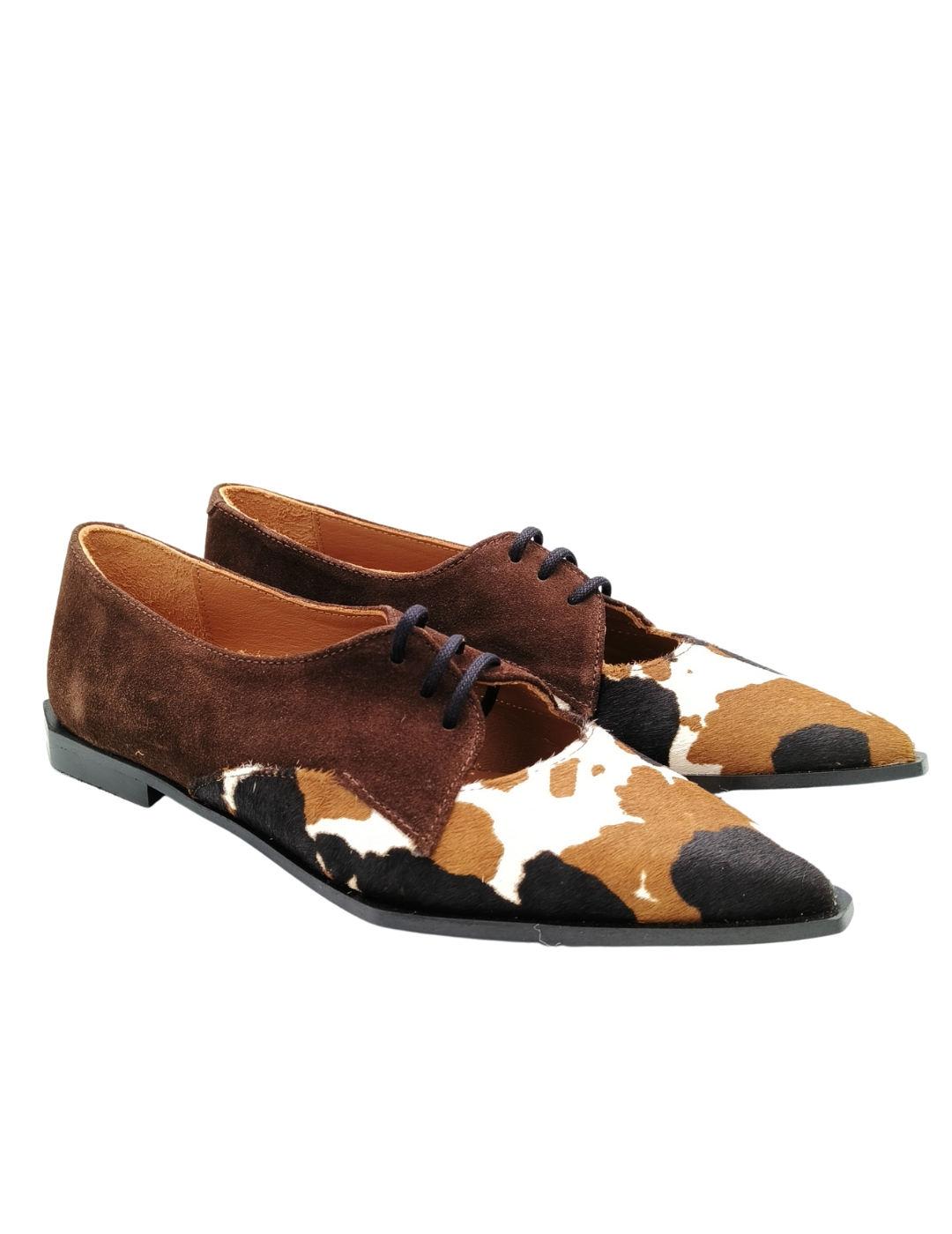 Zapatos Nemonic con cordones animal print mujer